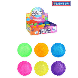 LIICHTENDE CRYSTAL SPRONGBALL. DUERCHMESSER: 5 CM. - MIX FARWEN - AN DER DISPLAY (12 Stk.)