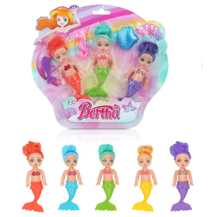 3-deeleger Meermaid Poppen Set op Kaart (6 St.)