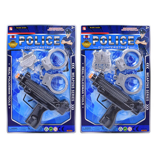 Polizei Spillset mat Maschinnegewehr, Handschellen & Badge (6 Stk.)