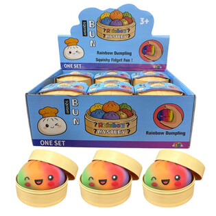 RAGE - RAINBOW Squishy Bun Dumplings GROUSS (Ofm. 8.5 x 8.5 x 4.8 Cm) - Viral 2026 Fidget Toy (12 Stk.)