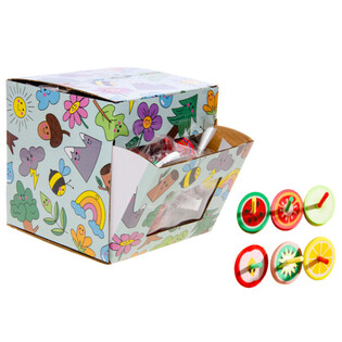 KREISEL AUS HOLZ MAT FRUCHT-PRINT - AN DISPLAY (42 St.)
