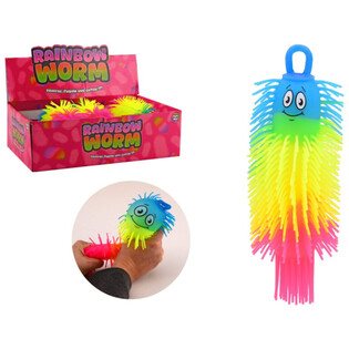 RAINBOW PUFFER WUERM BALL - 22CM - MIX FAARWEN - AM DISPLAY (24 Stk.)