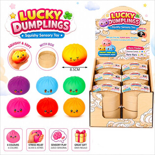 RAGE - LUCKY DUMPLINGS - Squishy Bun Dumplings GROUSS Dim. 8.5 x 8.5 x 4.8 Cm - AM DISPLAY (12 Stk.)