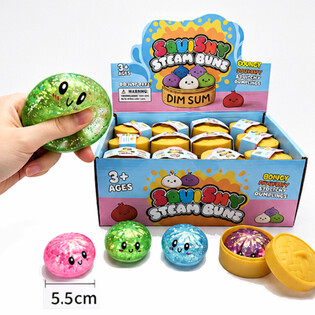 RAGE - Squishy GLITTER Bun Dumplings KLENG (Gr&eacute;isst 5.5 x 5.5 x 3 cm) - Viral 2026 Fidget Toy (24 Stk.)