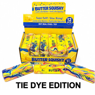 RAGE - SQUISHY BUTTER / BOTTER - MODEL: TIE DYE - SLOW RISING - Dim. 13x4x4 cm - AN DISPLAY (12 Stk.)