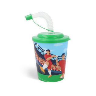 DRËNKBECHER / EISBECHER MAT STRÉIHALM – FUSSBALL (12 St.)
