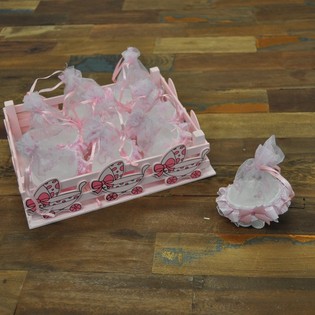 Deko-K&euml;scht mat 9 Deko-Kannerween - Rosa