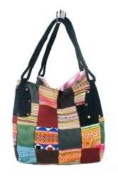 B-Fair Patchwork-T&auml;sch Grouss Schwarz - Handgemaach (1 Stk)